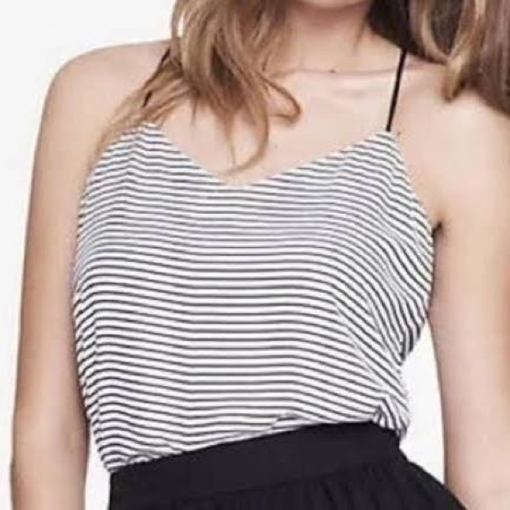 Express Striped Tank with Lace Back